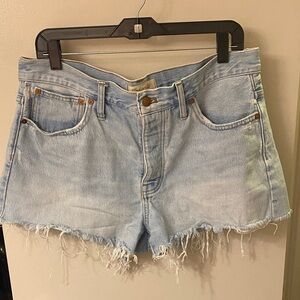 Madewell Light Blue Frayed Denim Cutoff Shorts